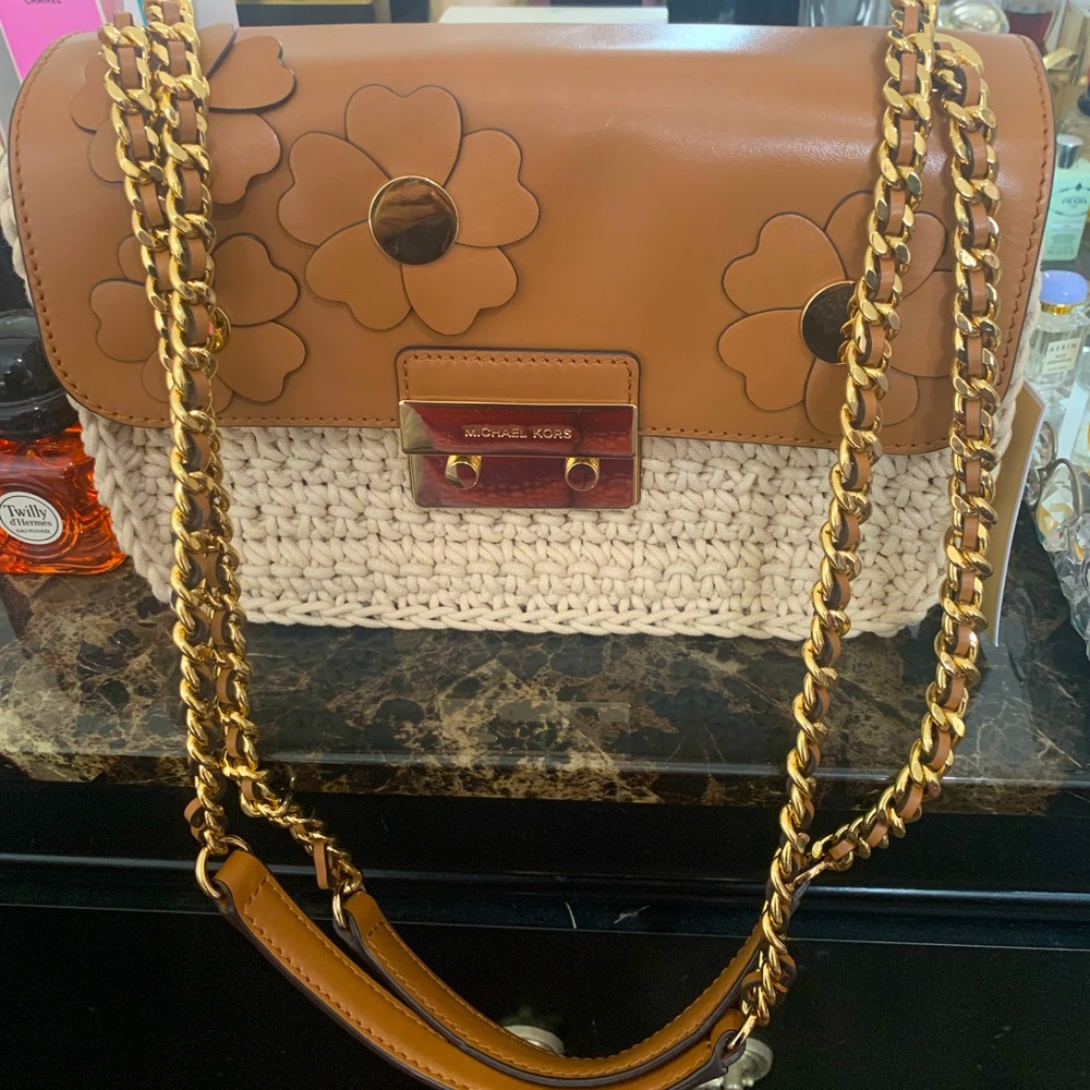 Micheal Kors Sloan leather and crotchet chain bag